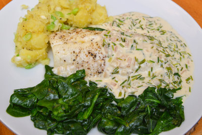 Cod with Chive Sauce