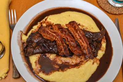 Calves Liver with Pancetta and Polenta