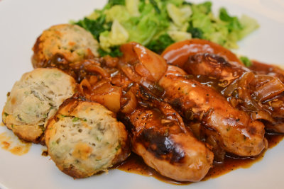 Sausage Casserole with Apples & Dumplings