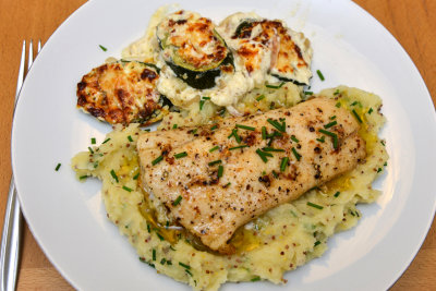 Smoked Haddock, Mustard Mash & Courgette Gratin