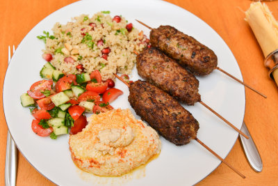 Lamb Koftas with Hummus and Couscous
