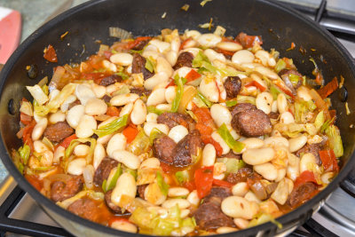 Chorizo, Butter Bean and Cabbage Stew