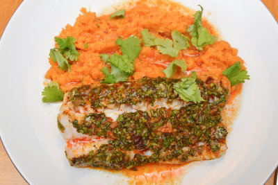 Moroccan Spiced Fish with Ginger Sweet Potato Mash