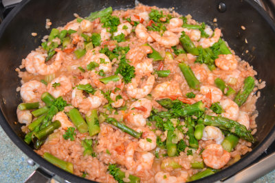 Prawn and Asparagus Paella