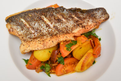 Sea Bass with Turmeric Potatoes
