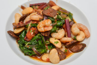 Prawn, Chorizo and Butter Bean Ragout