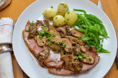 Ham with Mushroom Sauce