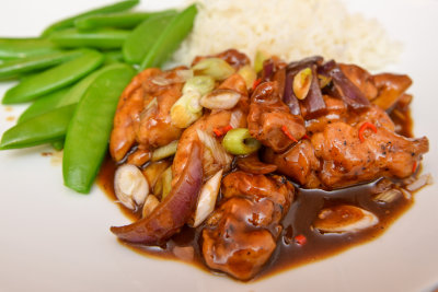 Stir-Fried Chicken in Ginger-Soy-Molasses Sauce