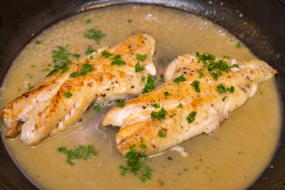 Redfish in Lemon Butter Sauce