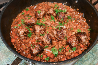 Sausage and Fennel Meatballs with Lentils