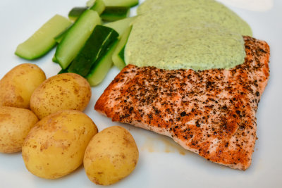 Salmon with Watercress Sauce
