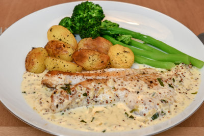 Redfish with Mustard-Tarragon sauce