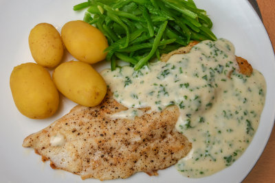 Hake with Parsley Sauce