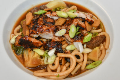 Miso Chicken with Bok Choy and Udon Noodles