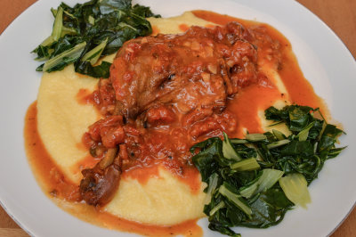 Braised Duck with Polenta and Swiss Chard