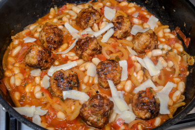Sausage Meatballs with Fennel and Cannellini Beans