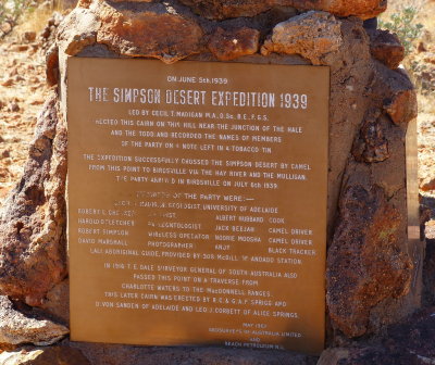 Plaque at the Twins, Madigan Line, NT