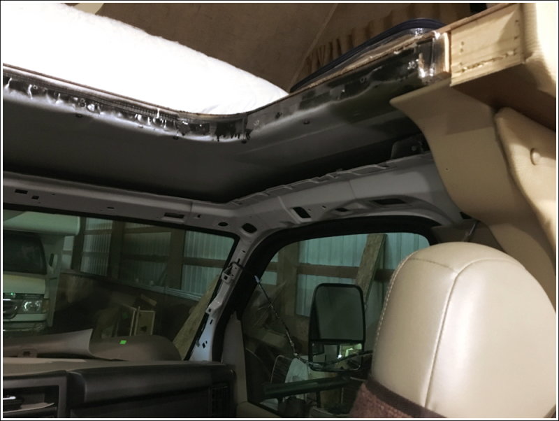 Headliner removed from cab