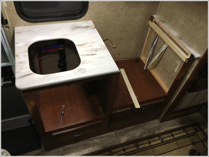Counter set in place - stove removed
