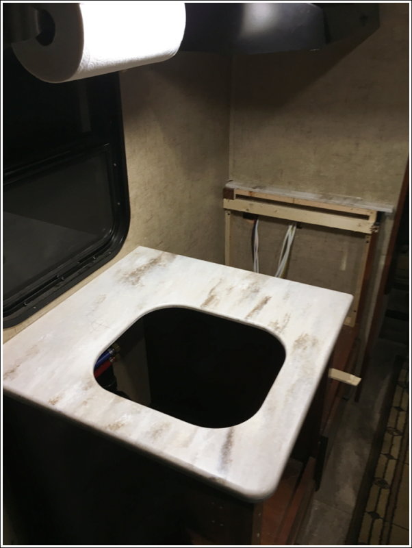 Counter set in place - stove removed