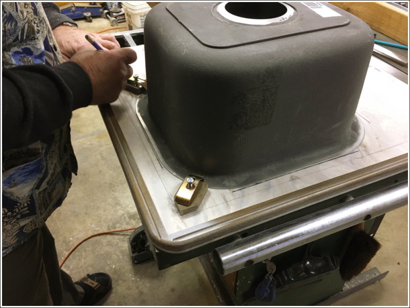 Sink hold-down detail