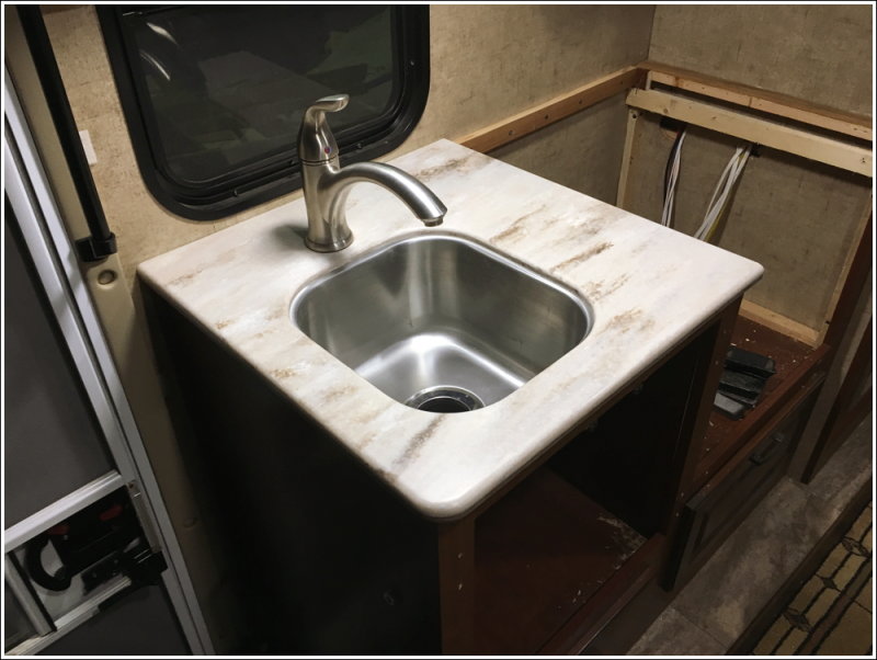 Countertop glued in place