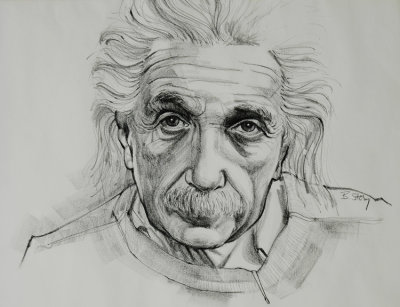 Einstein - charcoal pencil