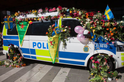 Flowered police van