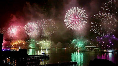 Fireworks July 4 viewed from Queens.