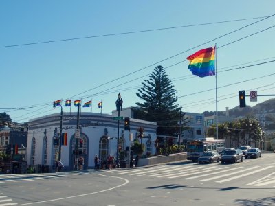 The Castro and Pride Flags