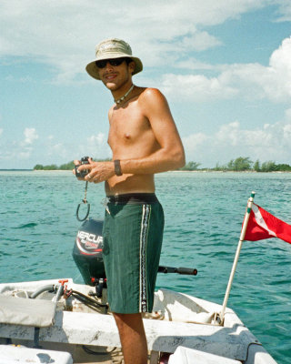 Researcher in boat