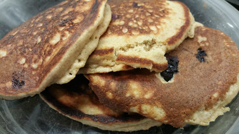 Oatmeal Banana Blueberry Walnut Pancakes!