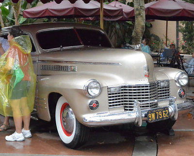 Cadillac in the rain.