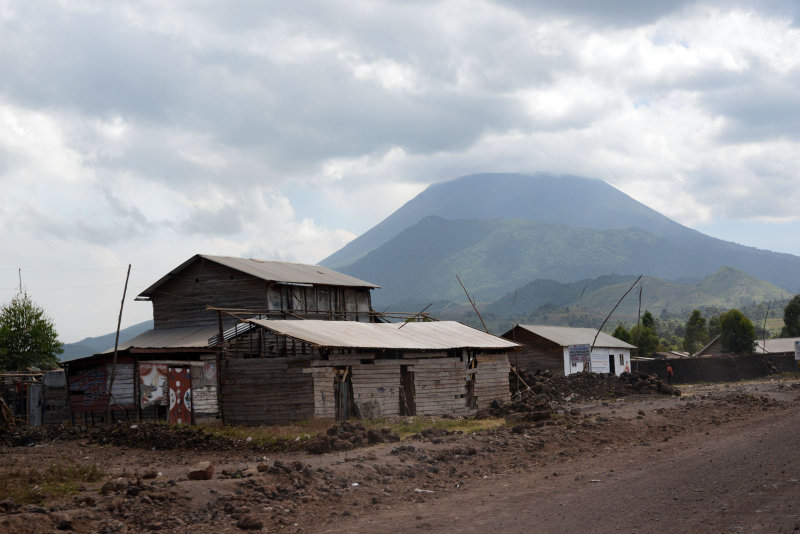 The volcano Nyiragongo looms just north of the city of Goma on Lake Kivi in the eastern part of the Congo