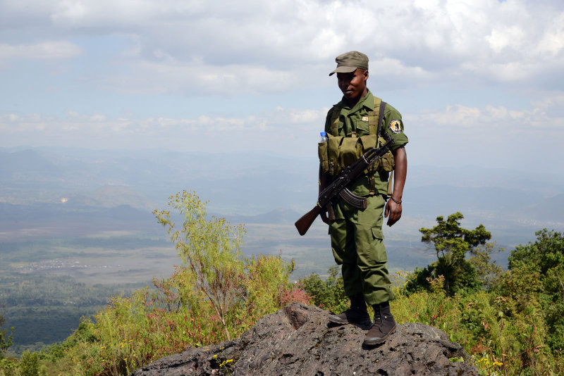 Virungas National Park Ranger armed with an AK-47