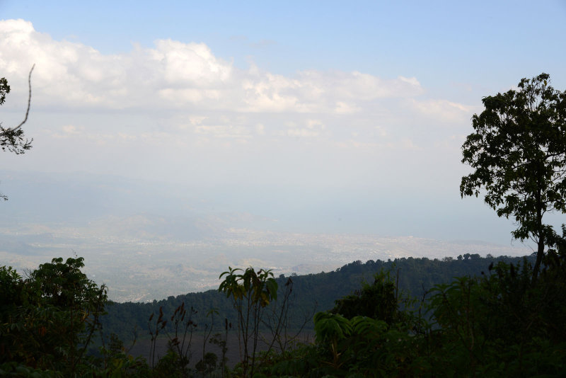 Hazy view of the cities of Goma, Gisenyi and Lake Kivu