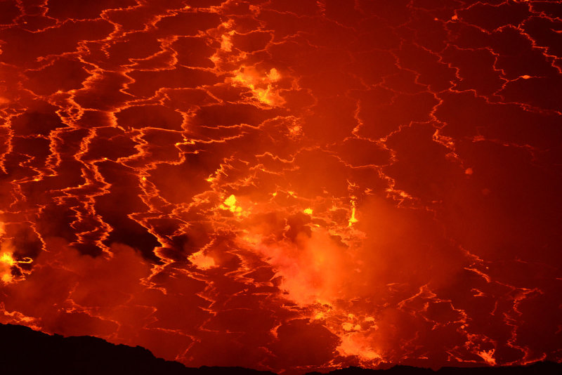 Zooming in on the active area of the lava lake bubbling away