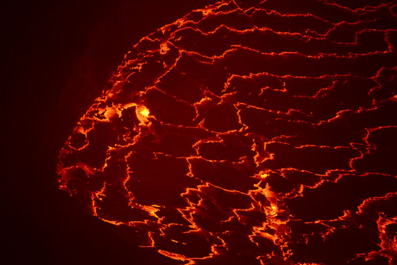 Lava Lake from the crater rim of Mount Nyiragongo