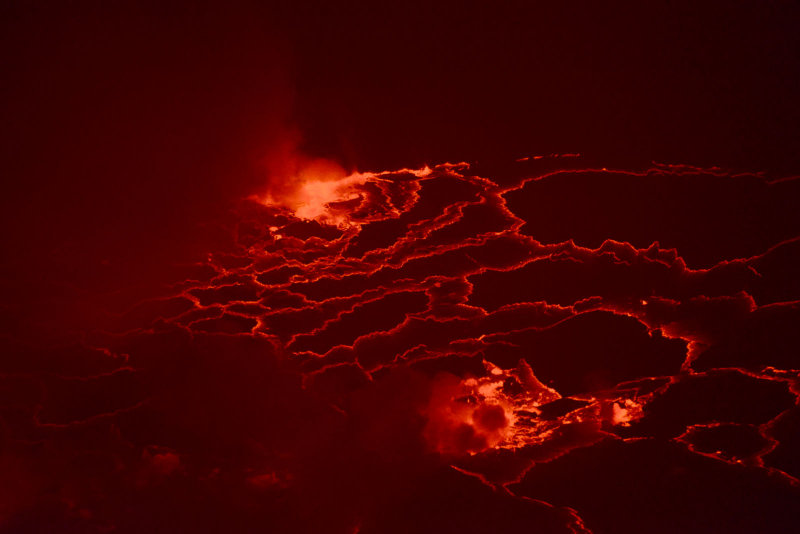The highly fluid lava of Nyiragongo can flow down the steep slopes at speeds up to 100 km/hr