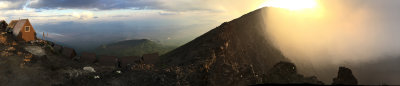 Panorama of the camp, Goma, Lake Kivu and the Nyiragongo crater rim