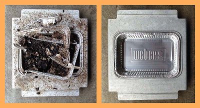 Drip tray, before and after cleaning