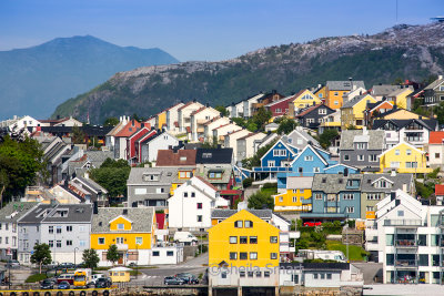 Houses on hillside in Kristiansund, Norway
