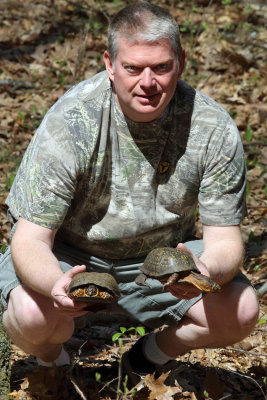 John with 2 Eastern Box Turtles