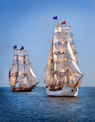 ** TS-18: US Brig Niagara (left) and Barque Europa on Lake Superior