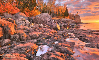 *** 30.2 - Split Rock Lighthouse:  Sunrise Color On The Shore, Oct. 1st