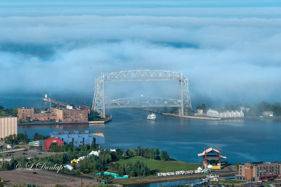 96.61 - Duluth Harbor: Fog Over Aerial Lift Bridge, August Afternoon 
