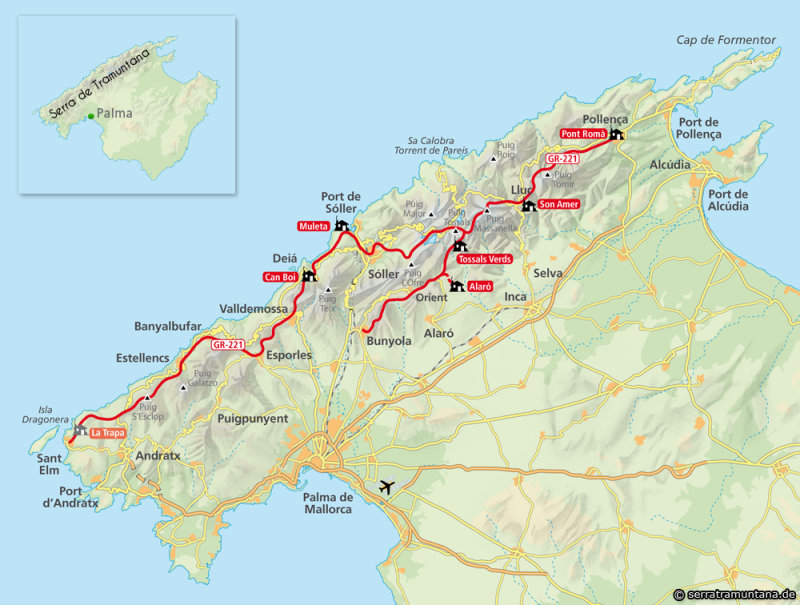 Map of the trail in Majorca