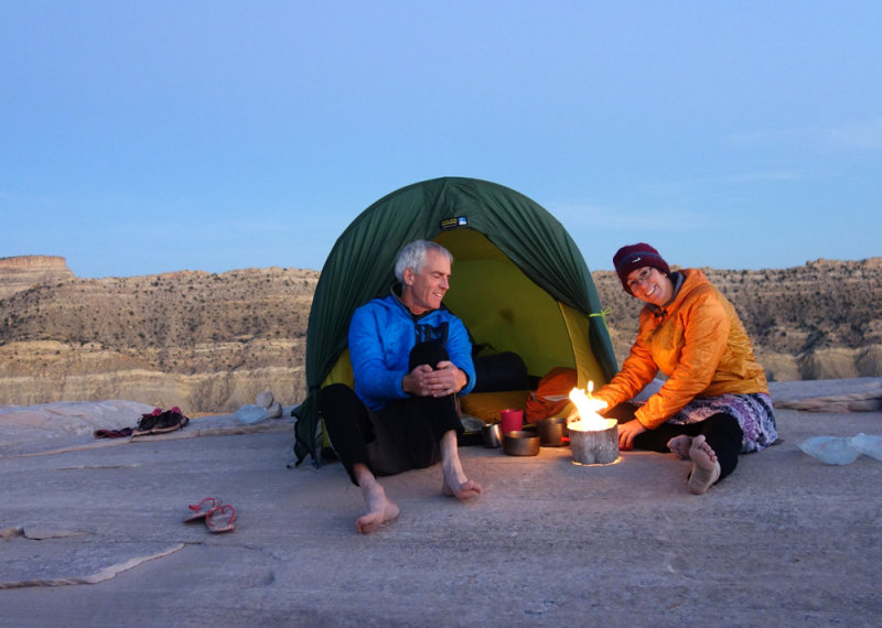 Camp on slabby rock near the summit of Yellow rock