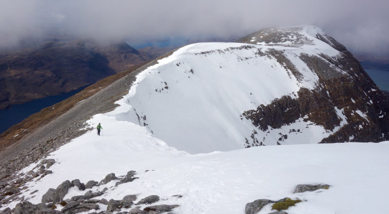 April 18 Ben Damph- descent from the summit on superb snow