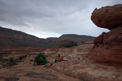 Oct 2018 Utah - Grand Canyon Day 4  Our chosen campsite on the Esplanade- flashflood safe!